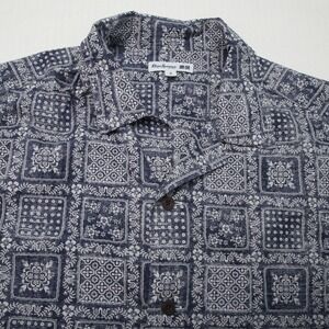 Reyn Spooner x Uniqlo Shirt Mens Medium Blue Geometric Short Sleeve